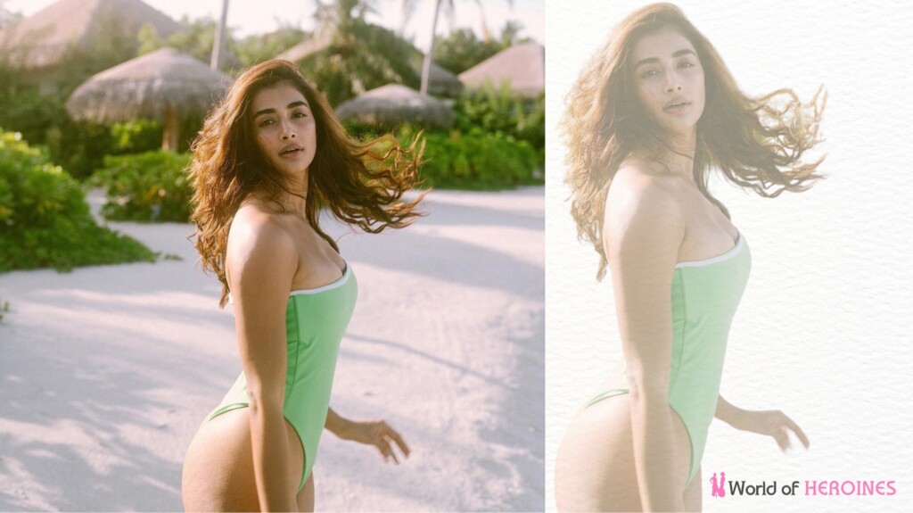 Pooja Hegde in green bikini